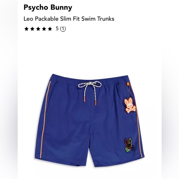 Psycho Bunny Leo Packable Slim Fit Swim Trunks (and hidden bunny)Men’s Size XS - Picture 2 of 7